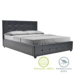 Krevat i dyfishtë Roi  PU me hapësirë magazinimi në mat të zi 160x200