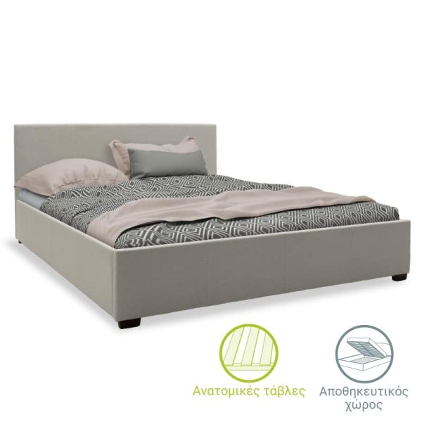 Krevat i dyfishtë Norse  me magazinim në pëlhurë gri 160x200cm