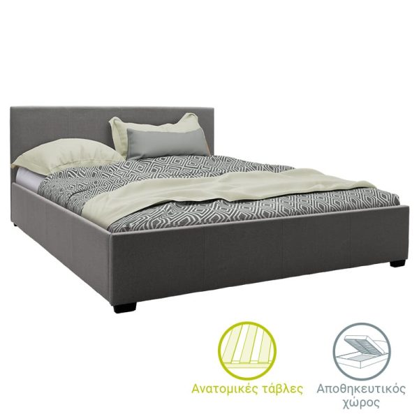 Krevat i dyfishtë Norse  pëlhurë me hapësirë magazinimi në gri të errët në dyshe 160x200cm