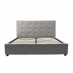 Krevat çift Roi, PU me hapësirë magazinimi, me ngjyrë gri mat, 160x200cm - Image 3