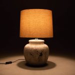 Llambë tavoline PWL-0002, Ε27, qeramikë e bardhë dhe e zezë, me nuancë bezhë - Image 2