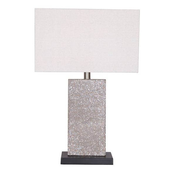 Llambë tavoline metalike PWL-0936 Ε27, me poliresin-në nuancë bezhë 41x21x64cm