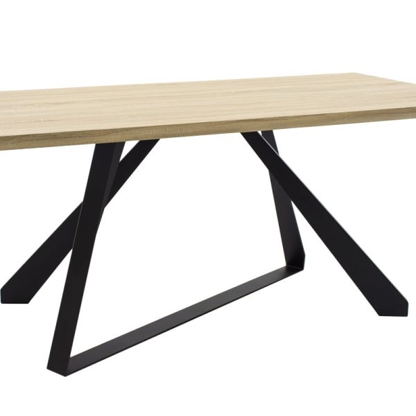 Tavolina e ngrënies Soho  MDF sipërfaqe në ngjyrë sonoma - këmbët metalike të zeza 180x90x75 cm