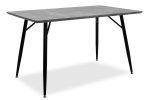 Tavolina e ngrënies Conor  me sipërfaqe MDF ngjyrë çimento gri Këmbët në metal të zi 130x80x75,5cm