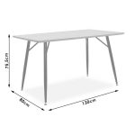 Tavolina e ngrënies Conor  me sipërfaqe MDF ngjyrë çimento gri Këmbët në metal të zi 130x80x75,5cm - Image 6