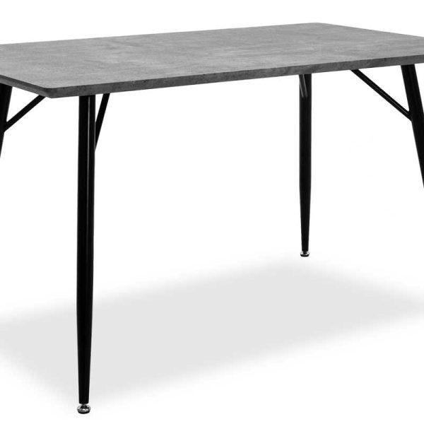 Tavolina e ngrënies Conor  me sipërfaqe MDF ngjyrë çimento gri Këmbët në metal të zi 130x80x75,5cm
