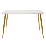 Tavolina e ngrënies Paris  qelqi 8mm mermer i bardhë-artë 150x80x75cm - Image 2