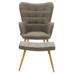 Karrige Maddison me këmbë-jastëk  pëlhurë bezhë-natyrore 69x74x98cm - Image 4