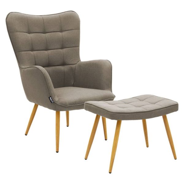 Karrige Maddison me këmbë-jastëk  pëlhurë bezhë-natyrore 69x74x98cm