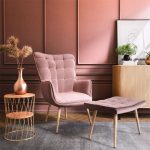 Kasafortë Maddison me këmbë-jastëk  kadife të kalbur mollë-natyrore 68x72x98cm - Image 2