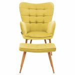 Kasafortë Maddison me këmbë-jastëk  kadife të verdhë-natyrore 68x72x988cm - Image 4