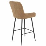Bar Stool Delikatesë metalike këmbët e zeza- pëlhurë antike ngjyrë kafe 47x43x100cm - Image 2