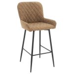 Bar Stool Delikatesë metalike këmbët e zeza- pëlhurë antike ngjyrë kafe 47x43x100cm