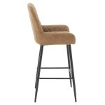 Bar Stool Delikatesë metalike këmbët e zeza- pëlhurë antike ngjyrë kafe 47x43x100cm - Image 3