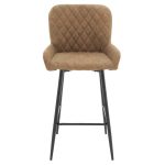 Bar Stool Delikatesë metalike këmbët e zeza- pëlhurë antike ngjyrë kafe 47x43x100cm - Image 4