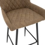 Bar Stool Delikatesë metalike këmbët e zeza- pëlhurë antike ngjyrë kafe 47x43x100cm - Image 6