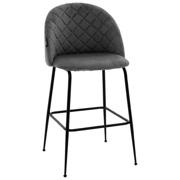 Bar Stool Kudos metal këmbët e zeza-velve gri të errët
