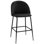 Bar Stool Kudos metal këmbët e zeza-kadife e zezë