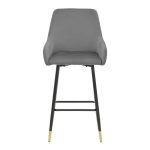 Bar Stool Lithe metal këmbët e arta të zeza-kadife gri 47x44x98cm - Image 4