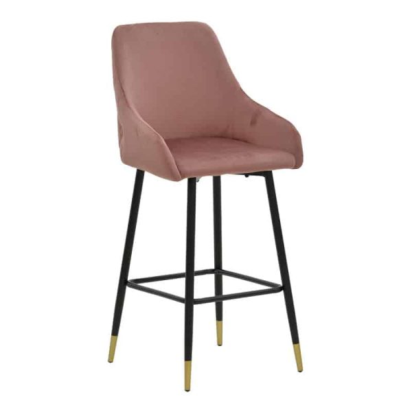 Bar Stool Lithe metal golden black legs-velvet kalbur mollë 47x44x98cm