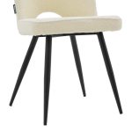 Karrige Renish, stof teddy ekru me këmbë metalike të zeza 61x47x91.5cm - Image 7