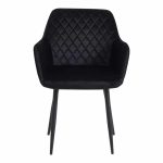 Karrige Matus, kadife e zezë me këmbë metalike të zeza 55x54x78cm - Image 4