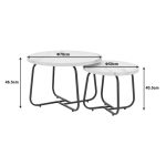 Tavolinë e mesme, set dy-pjesësh Crismory me 2 MDF në nuancë mermeri të bardhë dhe këmbë metalike të zeza - Image 6