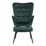 Karrige Maddison me këmbë-jastëk  të gjelbër të errët kadife të gjelbër-këmbë natyrore 68x72x98cm - Image 4