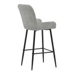 Bar Stool Delikatesë metalike këmbë të zeza-pëlhurë antike gri të lehta 47x43x100cm - Image 2