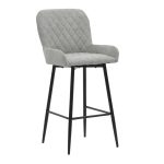 Bar Stool Delikatesë metalike këmbë të zeza-pëlhurë antike gri të lehta 47x43x100cm