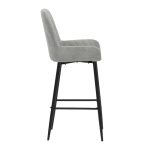 Bar Stool Delikatesë metalike këmbë të zeza-pëlhurë antike gri të lehta 47x43x100cm - Image 3