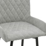 Bar Stool Delikatesë metalike këmbë të zeza-pëlhurë antike gri të lehta 47x43x100cm - Image 6