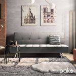 Divan-krevat 3 vendësh Travis, me stof në ngjyrë gri 175x83x74cm - Image 2