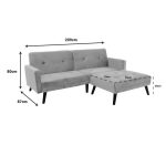 Divan-krevat me tabure Dream, kadife në ngjyrë molle 209x157x80m - Image 6