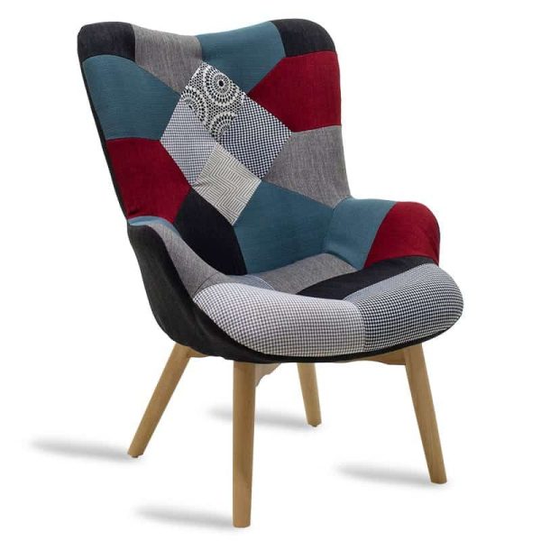 Armchair Kido  retro projektuar patchwork multicolored
