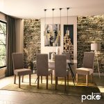 Karrige Ditta  me pëlhurë kafe të lehtë - këmbë druri arrë - Image 2