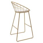 Seth  bar stol teli metalik i artë me jastëk të bardhë pvc - Image 2