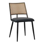 Giulia karrige  pe rattan beige-pu zi gri-metal i zi 49x52x80cm