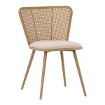 Karrige Daniele  pe rattan beige-pëlhurë beige-metal natyrore 46.5x57.5x77.5cm