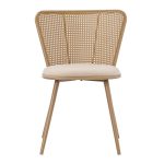 Karrige Daniele  pe rattan beige-pëlhurë beige-metal natyrore 46.5x57.5x77.5cm - Image 4