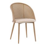 Riccardo karrige  pe rattan beige-pëlhurë beige-metal natyrore 56x52x82cm