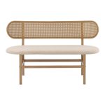Divan 2 vendesh Enrico karrige  pe rattan beige-pëlhurë beige-metal natyrore 121x51.5x75cm - Image 4