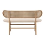 Divan 2 vendesh Enrico karrige  pe rattan beige-pëlhurë beige-metal natyrore 121x51.5x75cm - Image 5