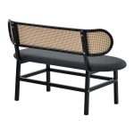 Divan 2-vendësh Enrico  natyrore pe rattan-anthracite pu-black metal 121x51.5x75cm - Image 2