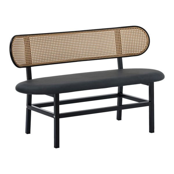 Divan 2-vendësh Enrico  natyrore pe rattan-anthracite pu-black metal 121x51.5x75cm