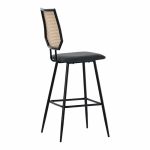 Bar stol Camilla  pe rattan natyrore-pu black-metal black 47.5x58x117cm - Image 2