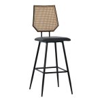 Bar stol Camilla  pe rattan natyrore-pu black-metal black 47.5x58x117cm