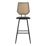 Bar stol Camilla  pe rattan natyrore-pu black-metal black 47.5x58x117cm - Image 4
