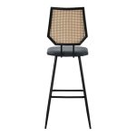 Bar stol Camilla  pe rattan natyrore-pu black-metal black 47.5x58x117cm - Image 5