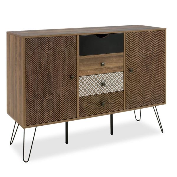 Buffet Boho me katër sirtarë në ngjyrë arre 122x39,5x86cm